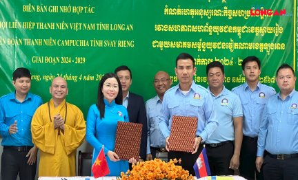 Hội LHTN Việt Nam tỉnh Long An và LĐTN Campuchia tỉnh Svay Rieng ký kết Biên bản ghi nhớ hợp tác giai đoạn 2024 - 2029