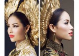 Phạm Hương mang áo dài chim hạc, lá trúc thi Miss Universe
