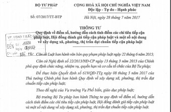 Bộ Tư pháp hướng dẫn một số nội dung về xây dựng xã, phường, thị trấn đạt chuẩn tiếp cận pháp luật