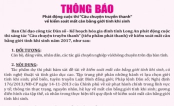 Thông báo phát động cuộc thi “Câu chuyện truyền thanh”  về Kiểm soát mất cân bằng giới tính khi sinh