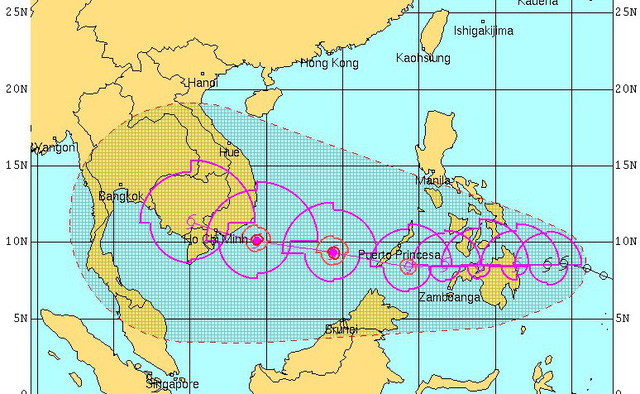Bão Tembin tiến nhanh hướng Biển Đông, gió giật cấp 12