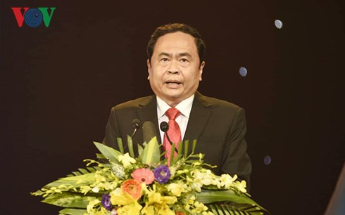 Chủ tịch Ủy ban Trung ương Mặt trận Tổ quốc Việt Nam Trần Thanh Mẫn phát biểu tại buổi lễ.