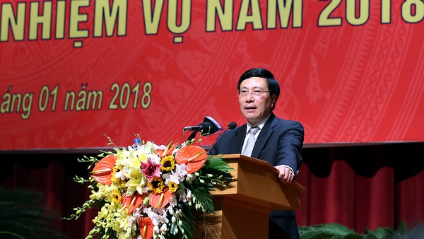 Deputy PM and Foreign Minister Pham Binh Minh speaking at the conference (Credit: VGP)