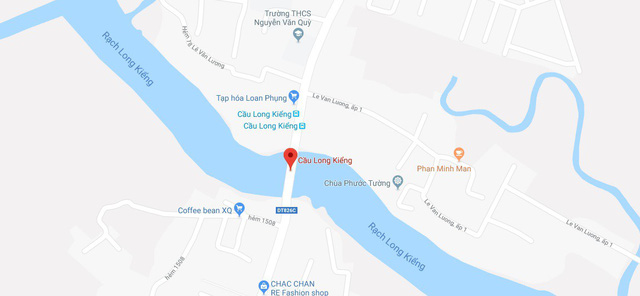 Vị trí cầu Long Kiển bắt qua Rạch Long Kiển - Ảnh: Google Map