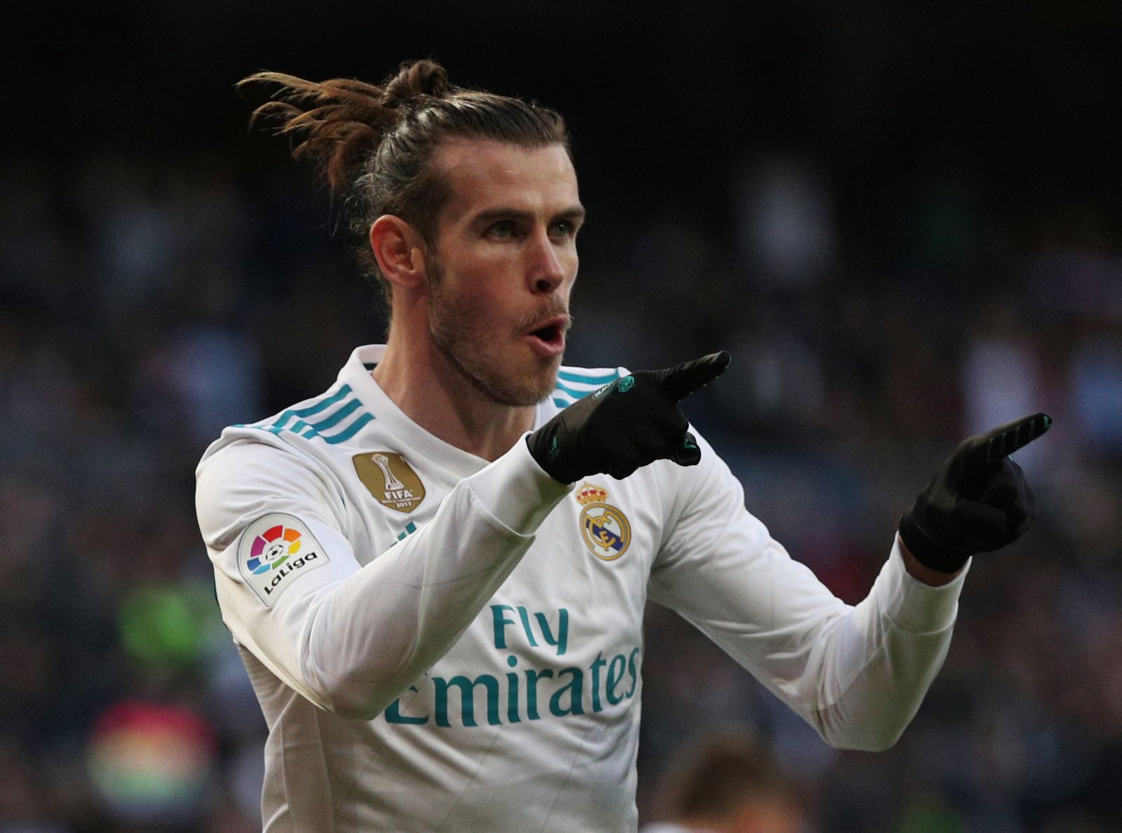 Niềm vui của Bale sau khi nâng tỉ số lên 3-1 cho R.M. Ảnh: Reuters