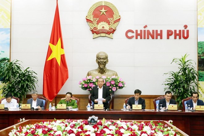 Phó Thủ tướng Thường trực Trương Hòa Bình, Trưởng Ban Chỉ đạo 896 phát biểu kết luận phiên họp. (Ảnh: Nguyễn Dân/TTXVN)