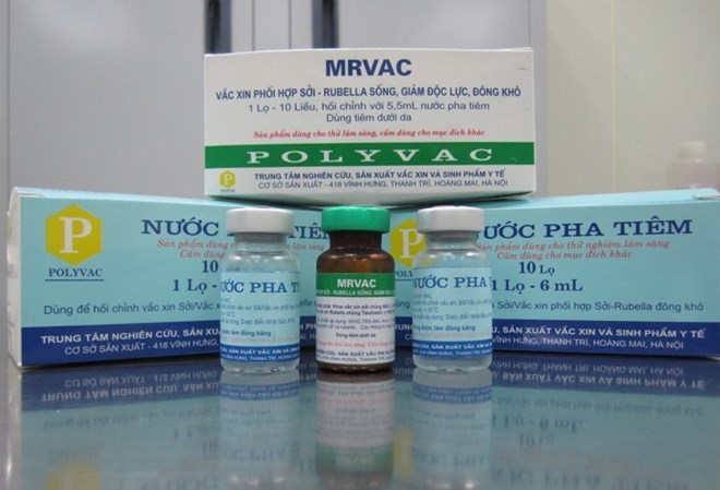 Vắcxin phối hợp sởi-rubella do Việt Nam sản xuất. (Ảnh: PV/Vietnam+)