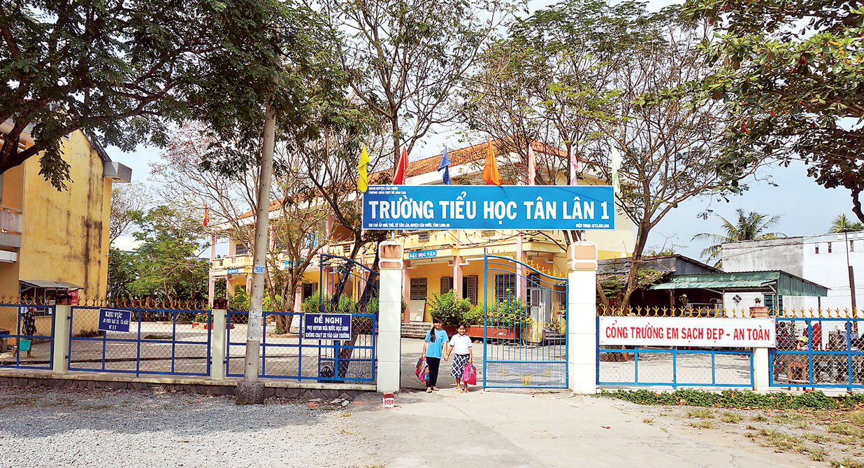 Trường Tiểu học Tân Lân 1, xã Tân Lân, huyện Cần Đước được xây dựng khang trang