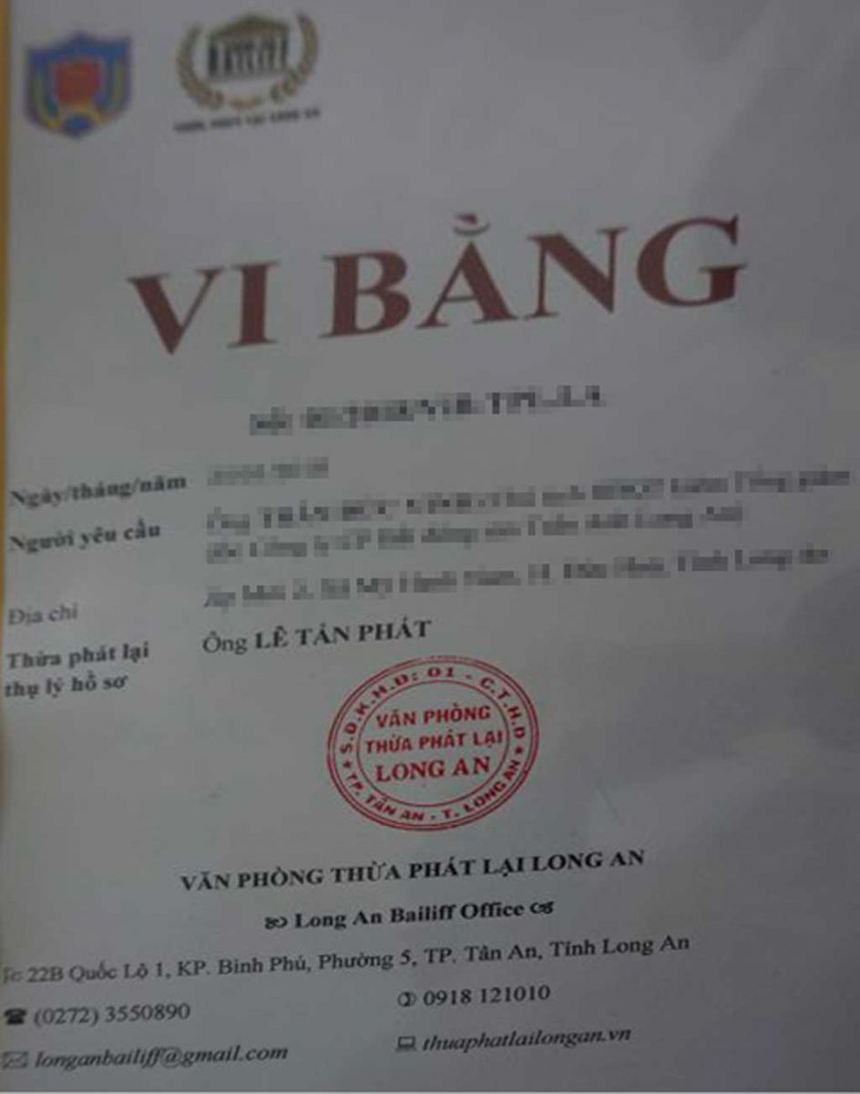 Lập Vi bằng một trong những thế mạnh của Văn phòng Thừa Phát Lại.