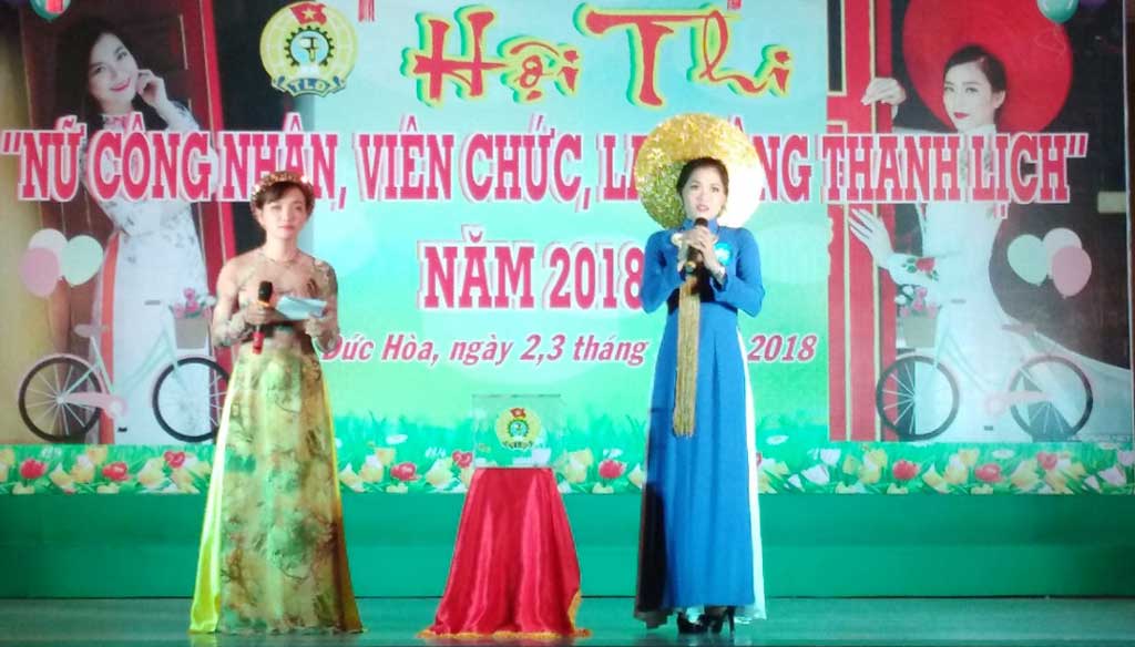 Liên đoàn Lao động huyện Đức Hòa phối hợp Hội Liên hiệp Phụ nữ huyện tổ chức Hội thi nữ công nhân, viên chức, lao động thanh lịch nhân Ngày Quốc tế Phụ nữ 8/3