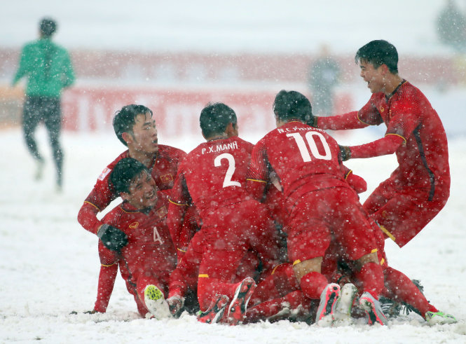 Các cầu thủ U-23 trong trận chung kết VCK U-23 châu Á 2018. Ảnh: Anh Tuấn