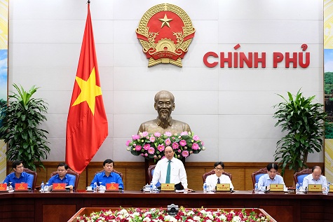 Thủ tướng Nguyễn Xuân Phúc phát biểu tại cuộc làm việc với Trung ương Đoàn thanh niên Cộng sản Hồ Chí Minh - Ảnh: VGP/Quang Hiếu