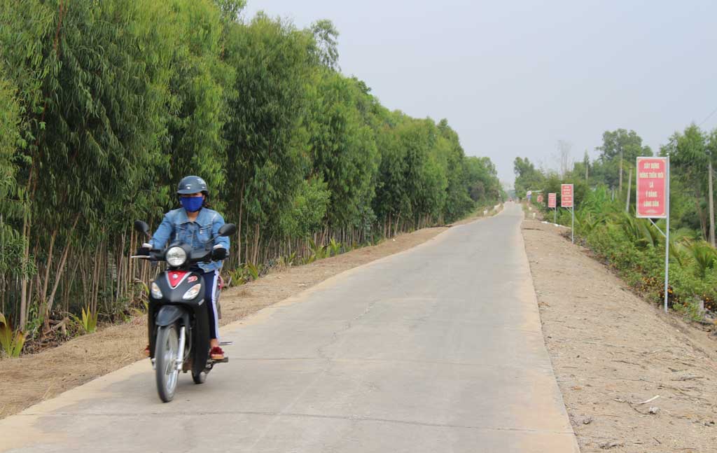 Tuyến đường quê thoáng mát, góp phần thực hiện tiêu chí môi trường trong xây dựng xã nông thôn mới