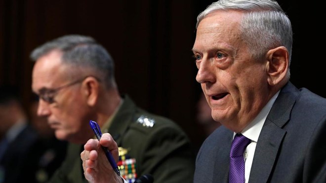 Bộ trưởng Quốc phòng Mỹ James Mattis. (Nguồn: AP)