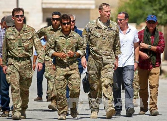 Các sĩ quan quân đội Mỹ tại Syria. (Ảnh: AFP/TTXVN)
