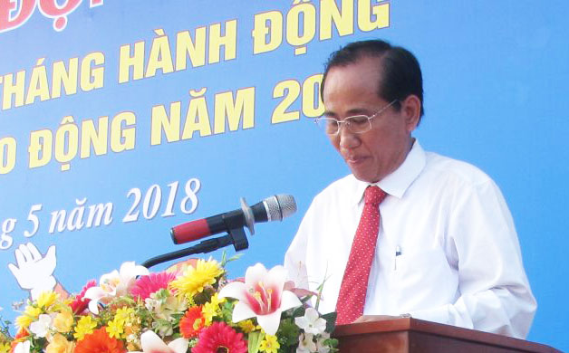  Phó Chủ tịch HĐND tỉnh - Nguyễn Thanh Cang phát biểu chỉ đạo tại Lễ phát động Tháng Công nhân 