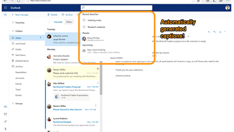 Giao diện mới của Outlook - Ảnh: Microsoft