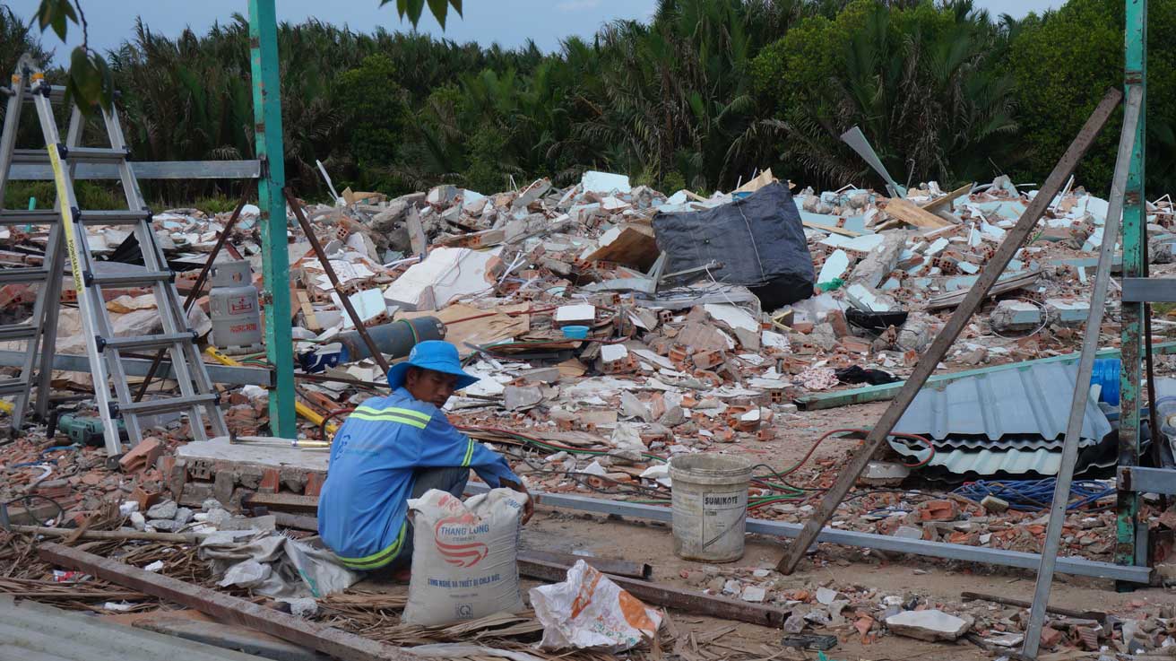 Dãy nhà trọ xây dựng trái phép trên đất quy hoạch dự án của bà Lê Thị Thanh đã bị cưỡng chế, tháo dỡ