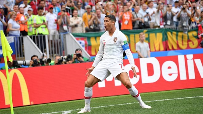 Ronaldo mang chiến thắng đầu tay về cho Bồ Đào Nha ở World Cup 2018. (Nguồn: Getty Images)