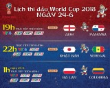 Lịch thi đấu World Cup 2018 ngày chủ nhật 24/6