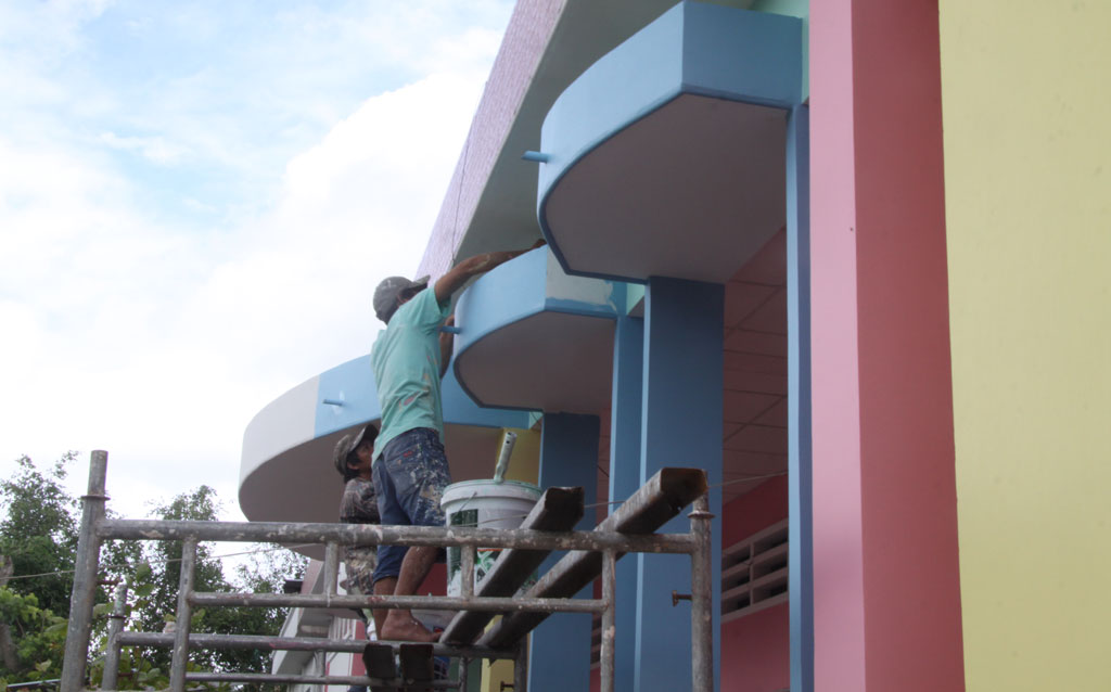 Trường Mẫu giáo Mỹ Phú gấp rút hoàn thành việc sửa chữa các phòng học