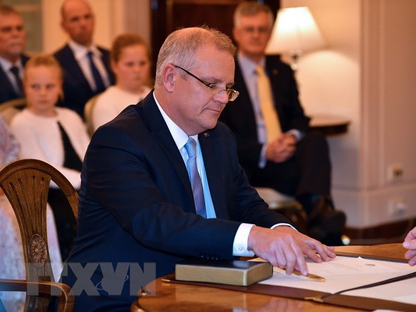 Ông Scott Morrison tại buổi nhậm chức Thủ tướng Australia ở Canberra ngày 24/8. Ảnh: (Nguồn: AFP/ TTXVN)