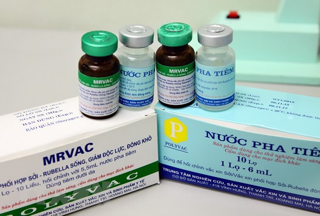 Vắcxin phối hợp sởi-rubella do Việt Nam sản xuất đã được thử nghiệm lâm sàng và được đánh giá là an toàn, hiệu quả cho người sử dụng trong Chương trình tiêm chủng mở rộng, phục vụ tiêm miễn phí cho trẻ em. (Ảnh: Dương Ngọc/TTXVN)