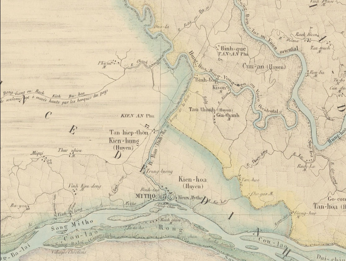 Kênh Bảo Định trong bản đồ Basse Cochinchine năm 1863