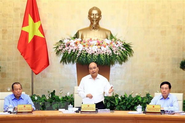 Thủ tướng Nguyễn Xuân Phúc phát biểu tại Phiên họp Chính phủ thường kỳ tháng 9. (Ảnh: Thống Nhất/TTXVN)