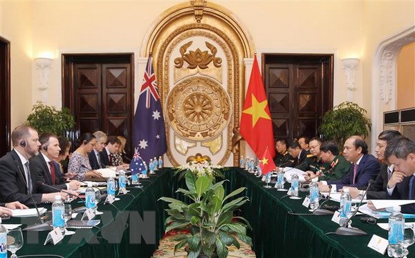 Quang cảnh Cuộc đối thoại Chiến lược Ngoại giao và Quốc phòng giữa Việt Nam và Australia. (Ảnh: Lâm Khánh/TTXVN)