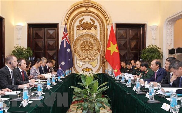 Đối thoại Chiến lược cấp Thứ trưởng lần thứ 6 giữa Việt Nam-Australia Quang cảnh Cuộc đối thoại Chiến lược Ngoại giao và Quốc phòng giữa Việt Nam và Australia. (Ảnh: Lâm Khánh/TTXVN)