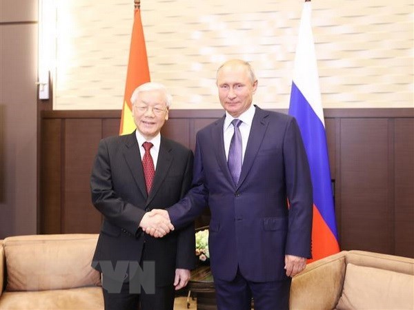 Tổng Bí thư Nguyễn Phú Trọng và Tổng thống Liên bang Nga Vladimir Putin. (Ảnh: Trí Dũng/TTXVN)