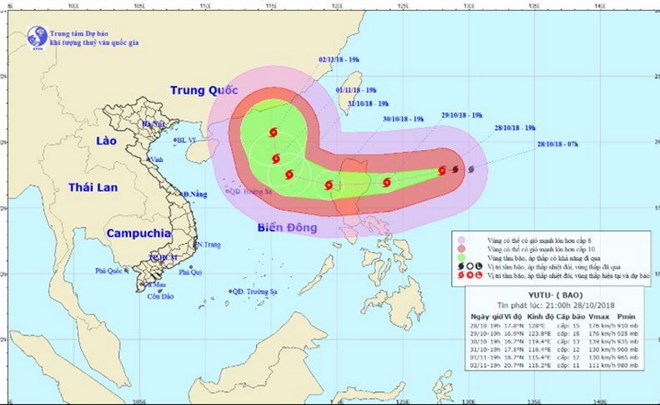 Chùm ảnh đường đi và vị trí cơn bão. (Nguồn:nchmf.gov)