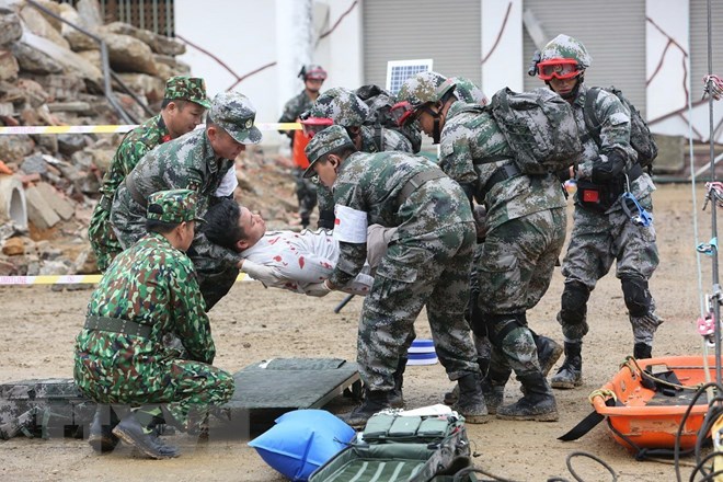 Quân đội Việt-Trung diễn tập chung về cứu trợ thảm họa, dịch bệnh