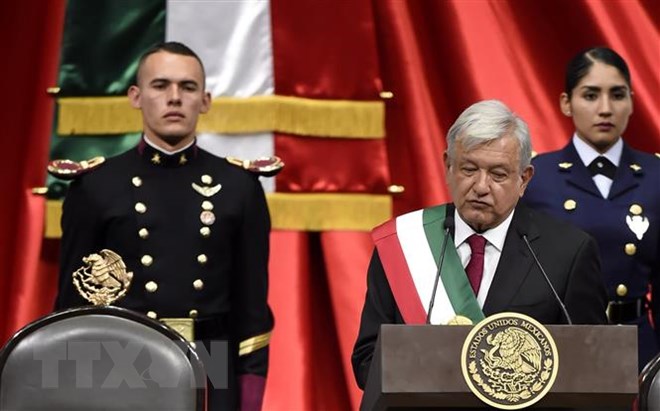 Tân Tổng thống Mexico Andres Manuel Lopez Obrador tại lễ tuyên thệ nhậm chức ở Mexico City ngày 1/12/2018. (Ảnh: AFP/TTXVN)