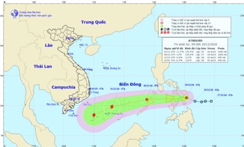 Dự báo hướng đi và vị trí áp thấp