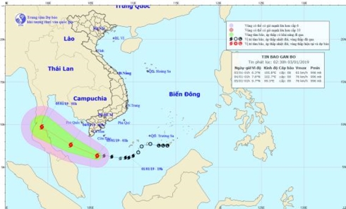 Dự báo hướng đi và vị trí cơn bão số 1