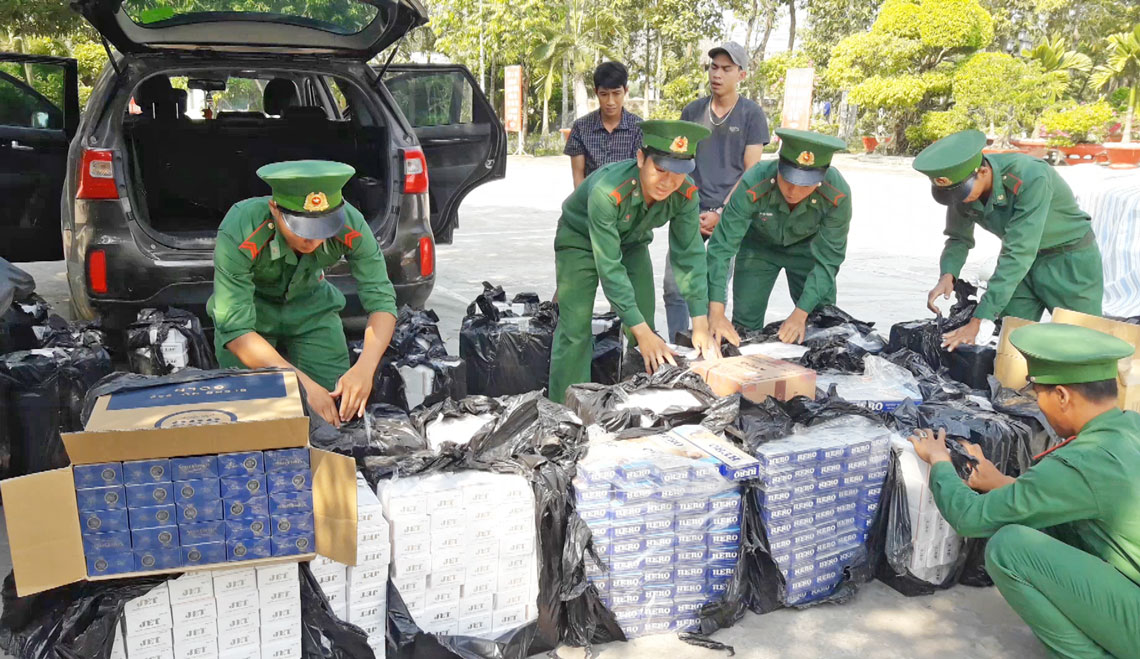 Năm 2018, Bộ đội biên phòng tỉnh bắt giữ 226.350 gói thuốc lá ngoại các loại