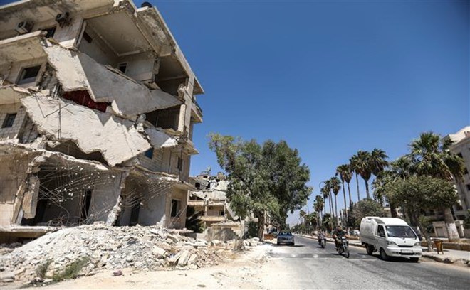 Cảnh đổ nát sau các cuộc xung đột ở Syria. (Nguồn: AFP/TTXVN)