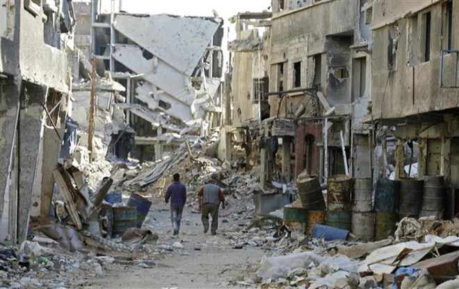 Cảnh đổ nát ở Syria sau các cuộc xung đột. (Nguồn: AFP/TTXVN)