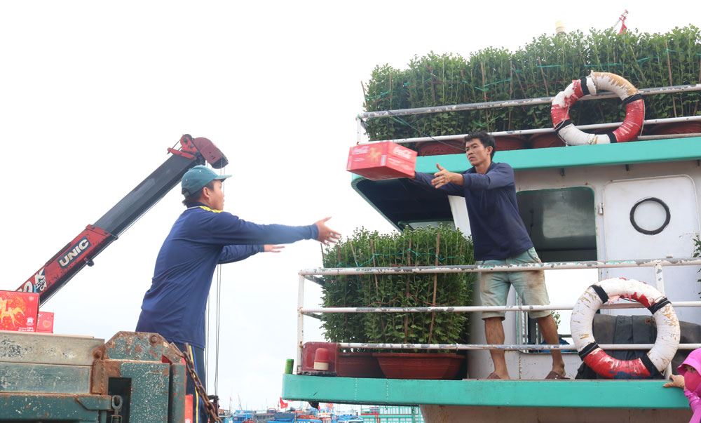 Những chuyến tàu ở đất liền mang theo những mặt hàng thiết yếu, phục vụ cho người dân đảo dịp tết sắp tới