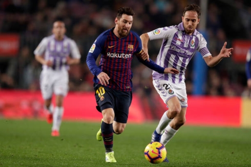 Bàn thắng duy nhất của Lionel Messi đã giúp Barca vượt qua Valladolid với tỷ số 1-0. (Ảnh: Getty)