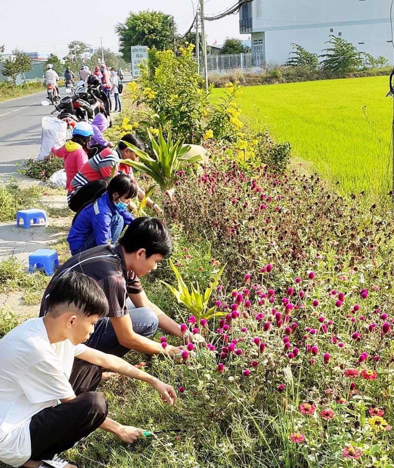 Đoàn viên, thanh niên thành phố làm đẹp đường quê