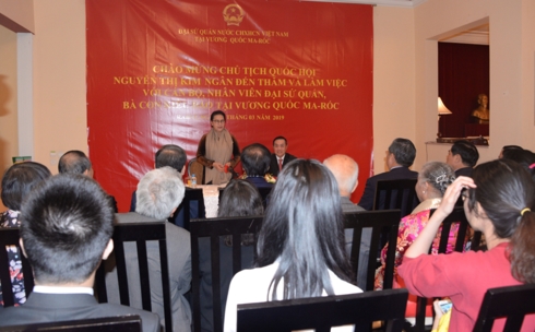 Chủ tịch Quốc hội đánh giá cao những nỗ lực của cán bộ đại sứ quán Việt Nam tại Maroc