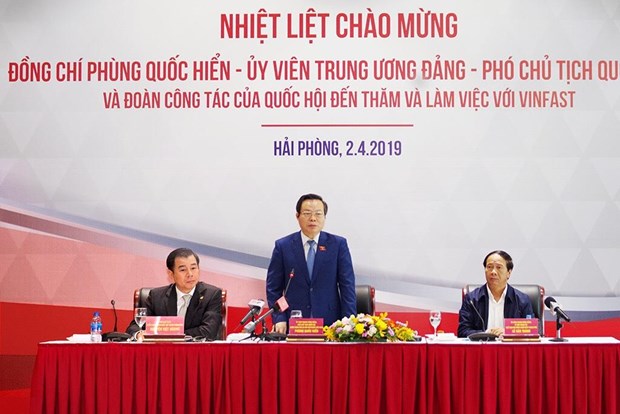 VinFast phải là hạt nhân thúc đẩy công nghiệp Việt Nam phát triển' Ủy viên Trung ương Đảng, Phó Chủ tịch Quốc hội Phùng Quốc Hiển Phát biểu tại buổi làm việc. (Ảnh: PV/Vietnam+)