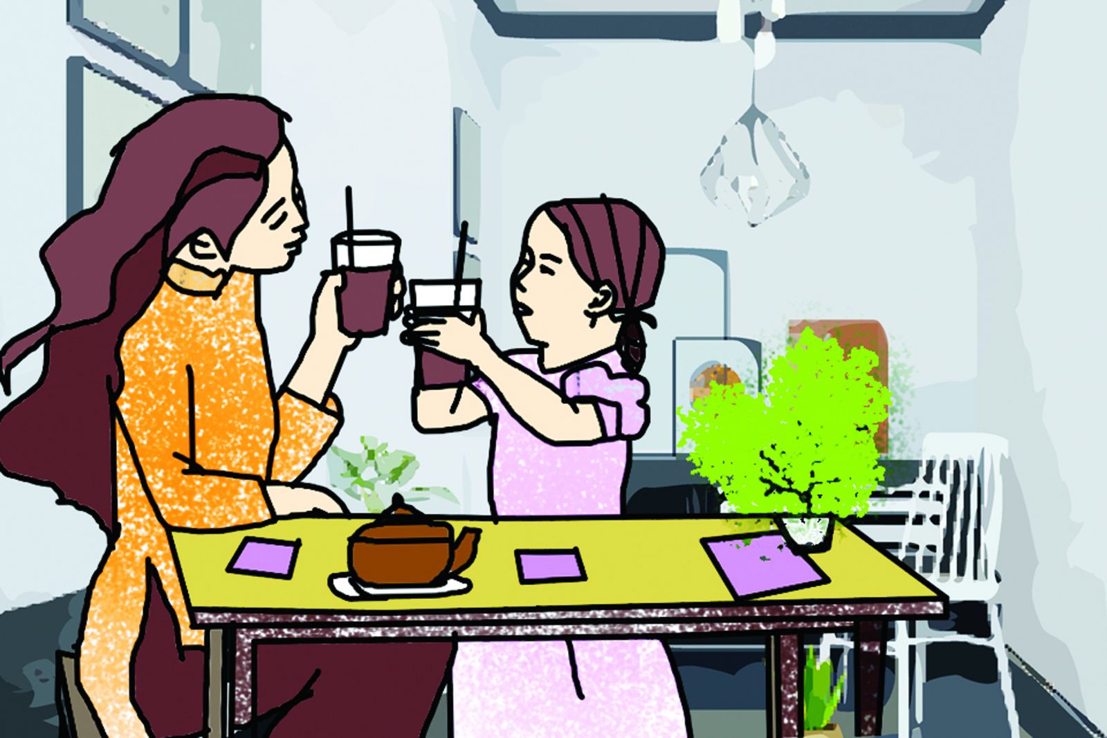 Với tôi, hạnh phúc là... Minh họa: Hữu Phương