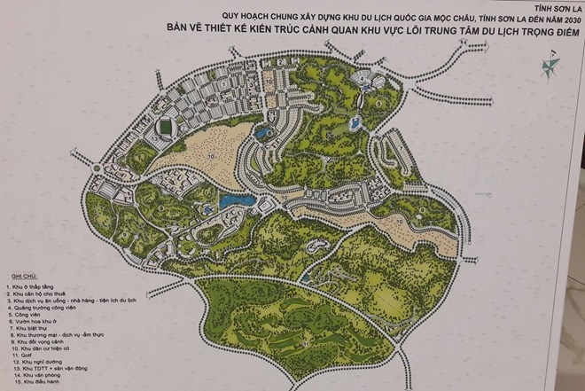 The map of the core area of the key tourism centre under the Moc Chau national tourist site planning (Photo: VNA) 