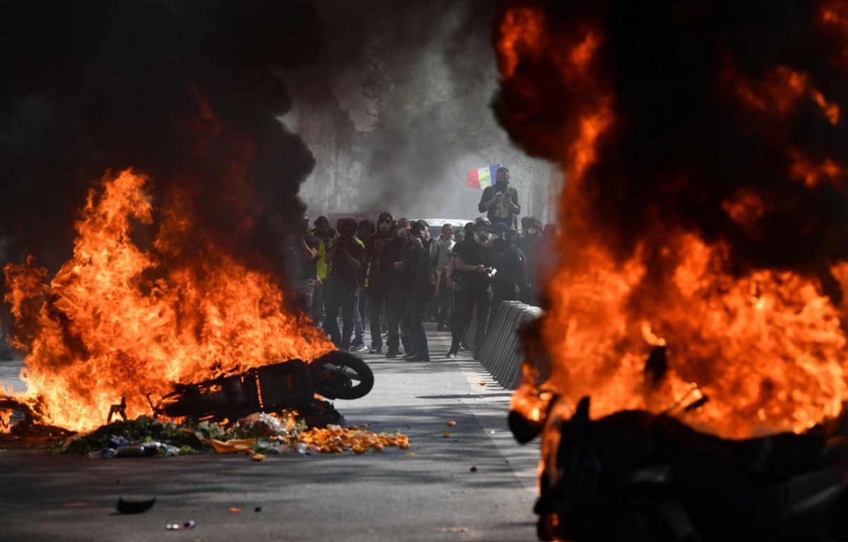 Biểu tình thành bạo động ở Pháp. (Nguồn: Getty Images)