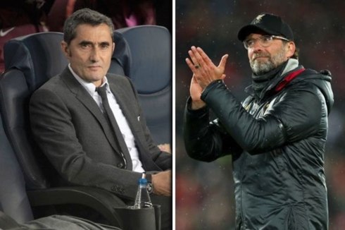 HLV Ernesto Valverde và HLV Jurgen Klopp sẽ có cuộc đấu trí cân não. (Ảnh: Daily Star)