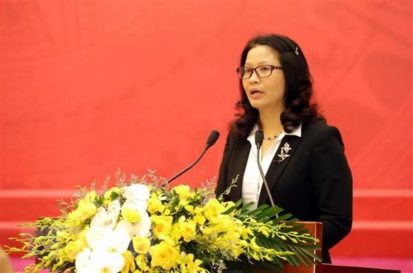 Gặp mặt trí thức khoa học và công nghệ tiêu biểu năm 2019 Giáo sư-tiến sỹ Nguyễn Thị Lan, Giám đốc Học viện Nông nghiệp Việt Nam, phát biểu tại buổi gặp mặt. (Ảnh: Anh Tuấn/TTXVN)